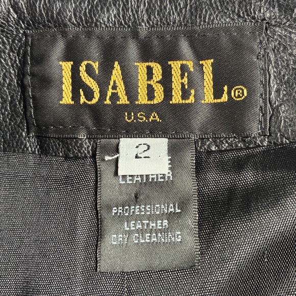 ISABEL Black Genuine Leather Mini Skirt Belted High Waist 26” XS Y2K Butter Soft - Picture 4 of 7